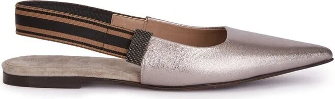Brunello Cucinelli Slingback Strap Flat Ballerina Shoes
