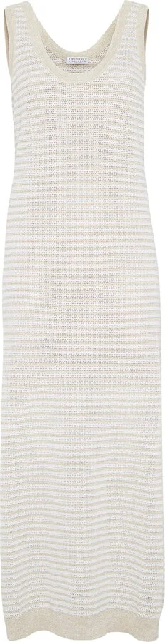Brunello Cucinelli Stripe Scoop-Neck Midi Dress