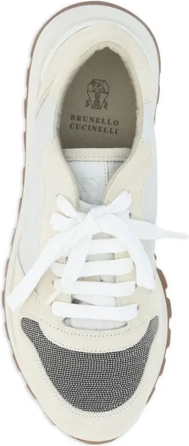 Brunello Cucinelli Suede And Techno Fabric Runners With Precious Toe Shoes - Image 4