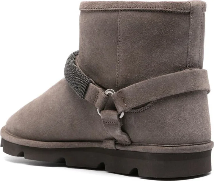 Brunello Cucinelli Suede Ankle Boots With Shearling Lining - Image 3