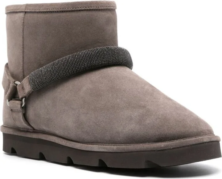 Brunello Cucinelli Suede Ankle Boots With Shearling Lining - Image 4