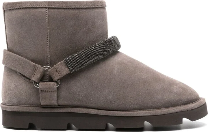 Brunello Cucinelli Suede Ankle Boots With Shearling Lining