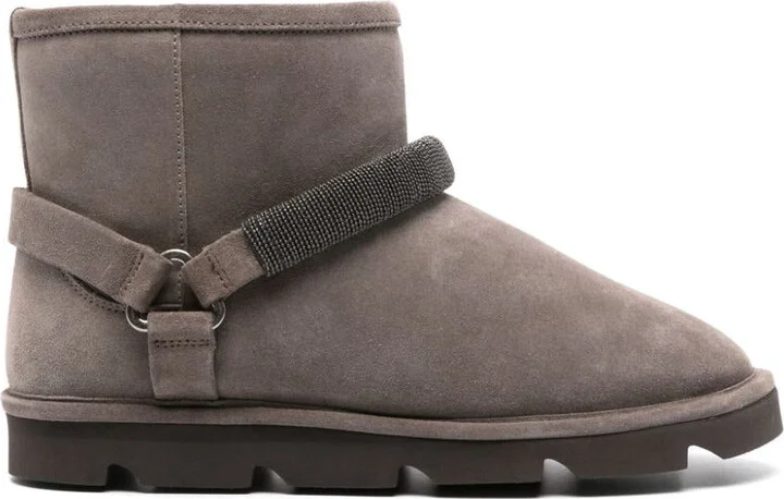 Brunello Cucinelli Suede Ankle Boots With Shearling Lining