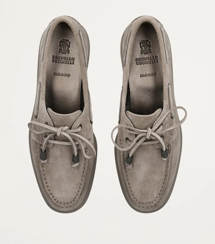 Brunello Cucinelli Suede Boat Shoes - Image 4