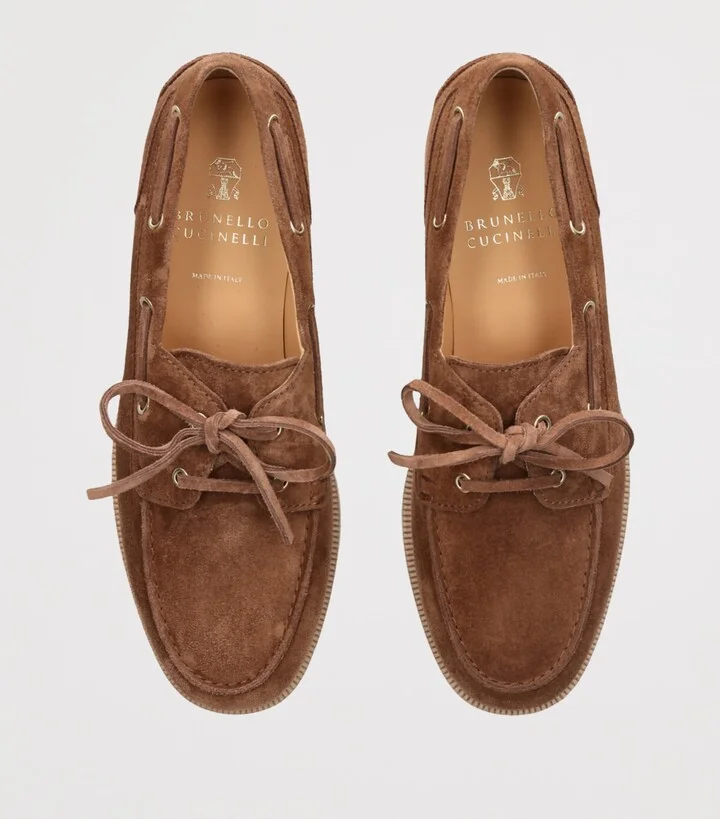 Brunello Cucinelli Suede Boat Shoes - Image 4