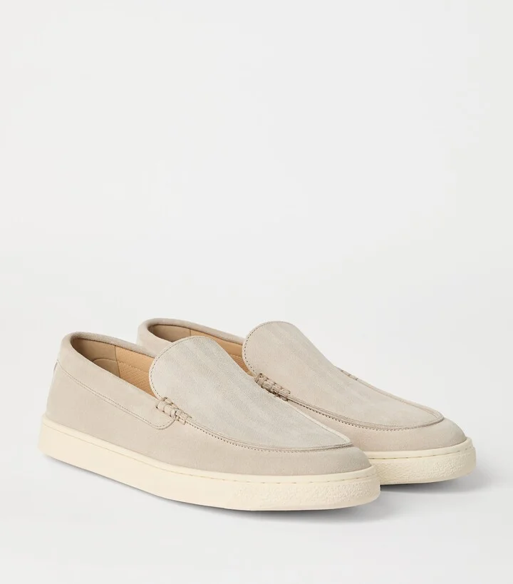 Brunello Cucinelli Suede Chevron-Effect Loafers - Image 2