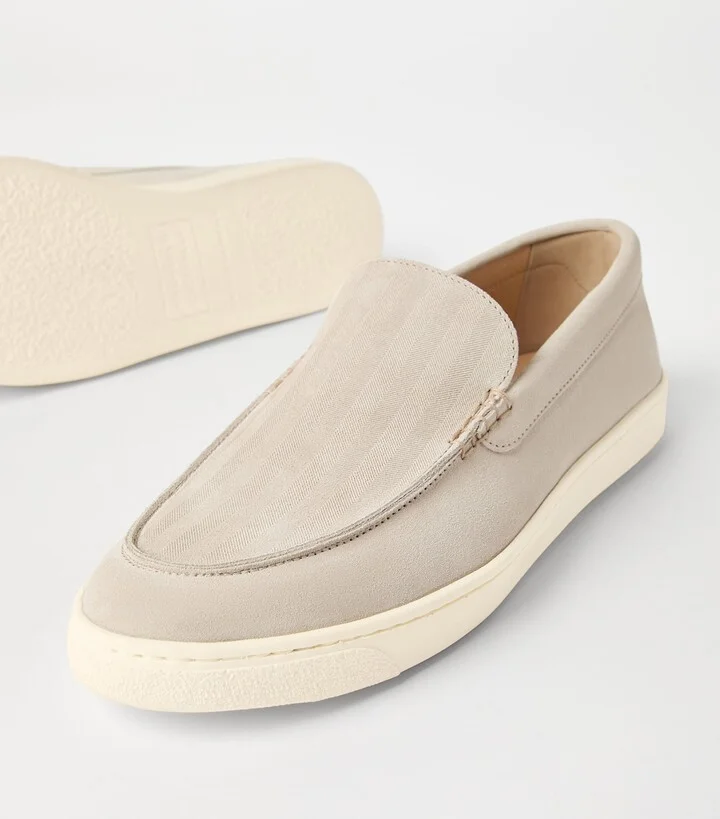 Brunello Cucinelli Suede Chevron-Effect Loafers - Image 5