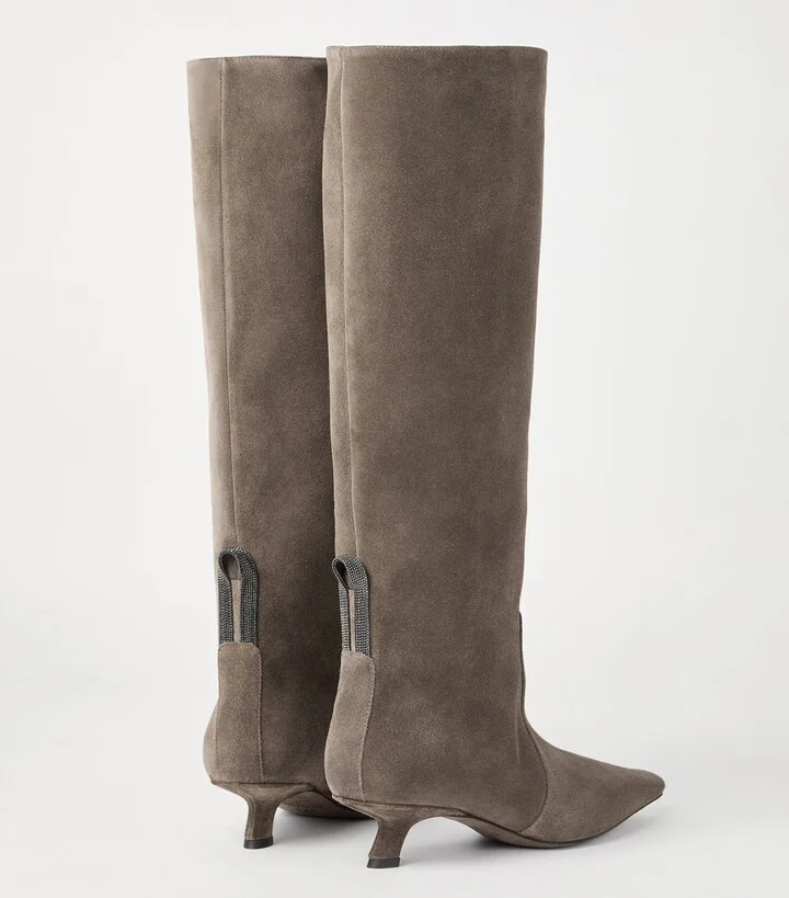 Brunello Cucinelli Suede City Knee-High Boots 35 - Image 4