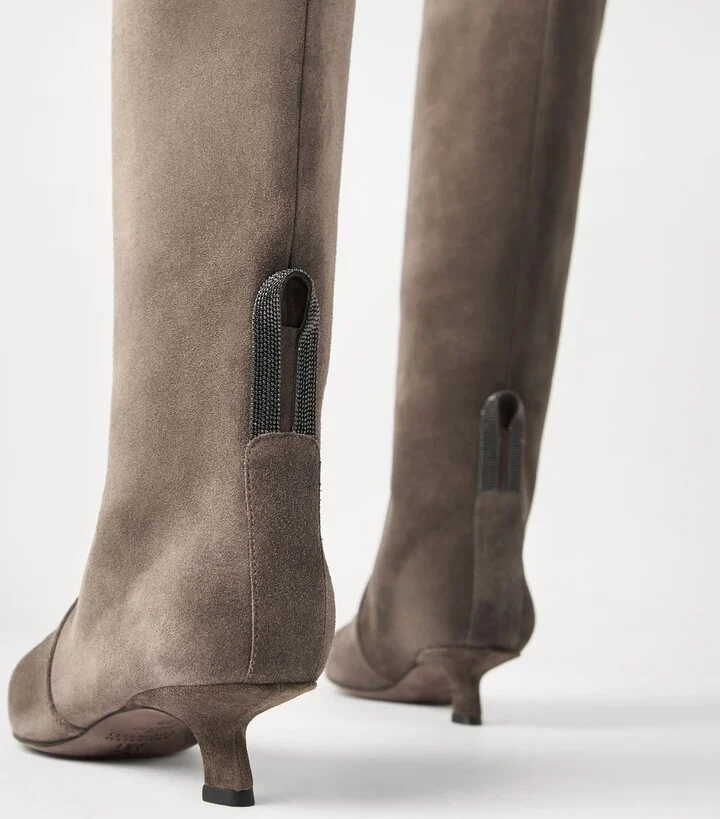 Brunello Cucinelli Suede City Knee-High Boots 35 - Image 5
