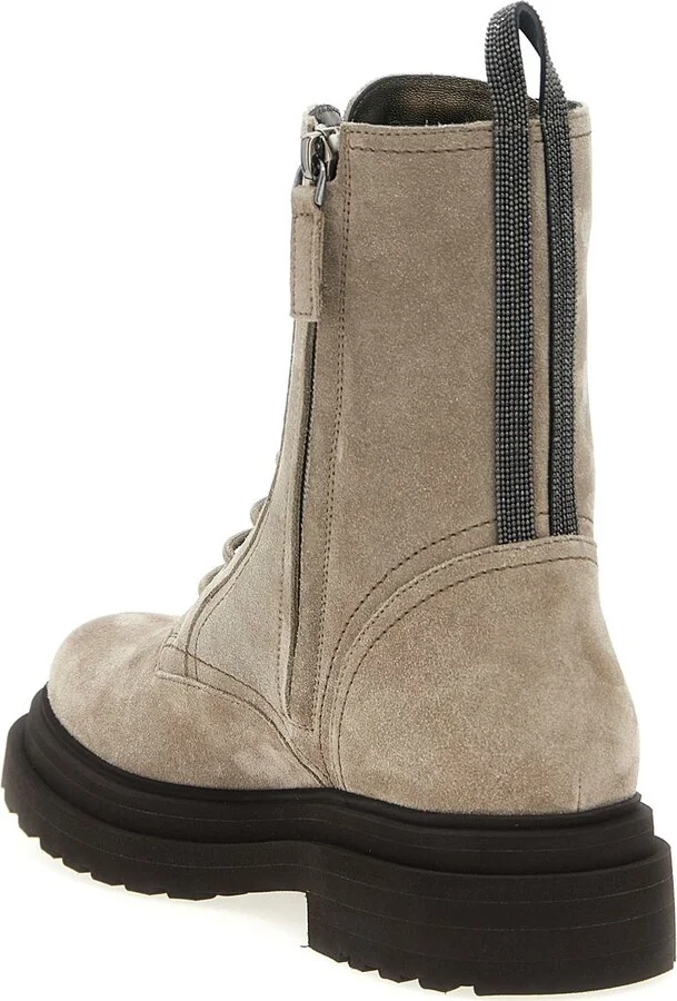 Brunello Cucinelli Suede Combat Boots Monile - Image 3