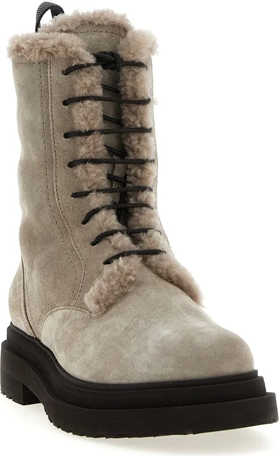 Brunello Cucinelli Suede Combat Boots Monile - Image 2
