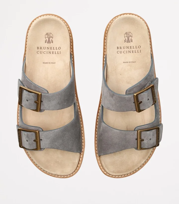 Brunello Cucinelli Suede Double-Strap Sandals - Image 4