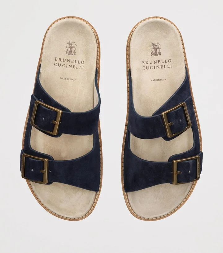 Brunello Cucinelli Suede Double-Strap Sandals - Image 4