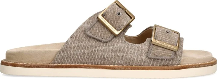 Brunello Cucinelli Suede Double-Strap Sandals