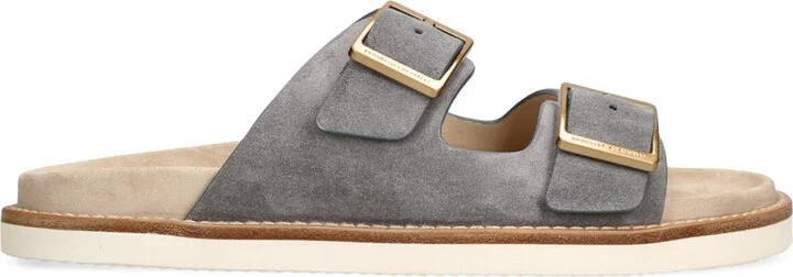 Brunello Cucinelli Suede Double-Strap Sandals