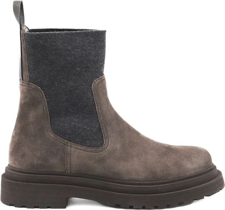 Brunello Cucinelli Suede Leather Chelsea Boots