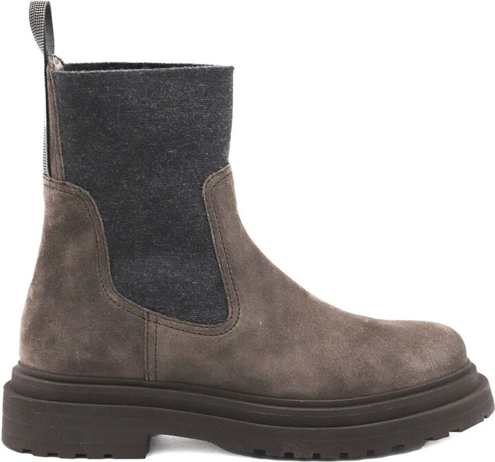 Brunello Cucinelli Suede Leather Chelsea Boots