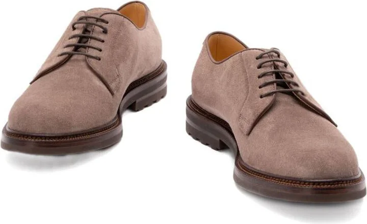 Brunello Cucinelli Suede Leather Lace-Up Shoes - Image 3