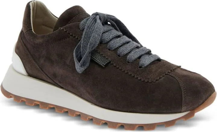 Brunello Cucinelli Suede Leather Sneakers - Image 4