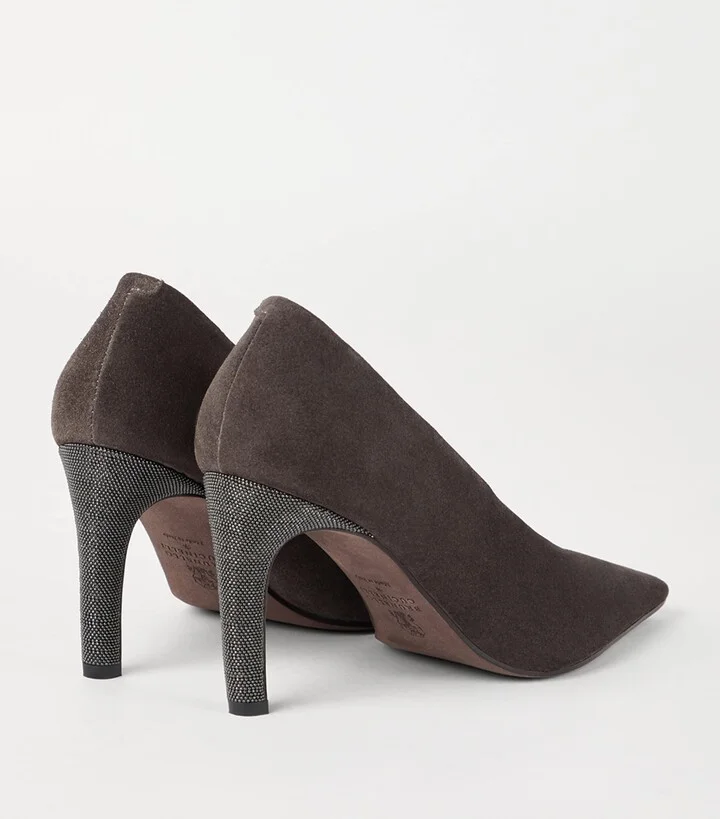 Brunello Cucinelli Suede Monili Pumps 85 - Image 4