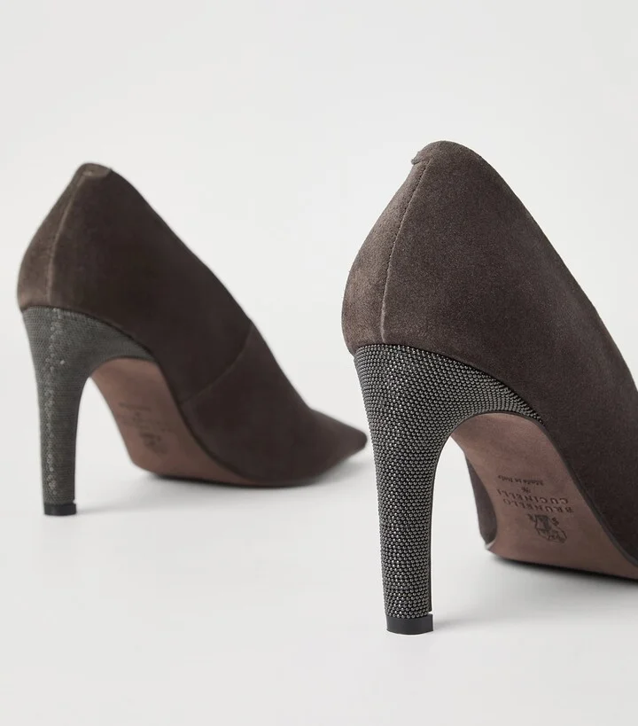 Brunello Cucinelli Suede Monili Pumps 85 - Image 5