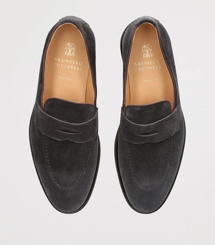Brunello Cucinelli Suede Penny Loafers - Image 4