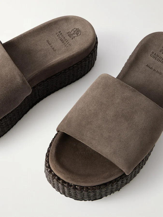 Brunello Cucinelli - Suede Platform Espadrilles - Brown - Image 4