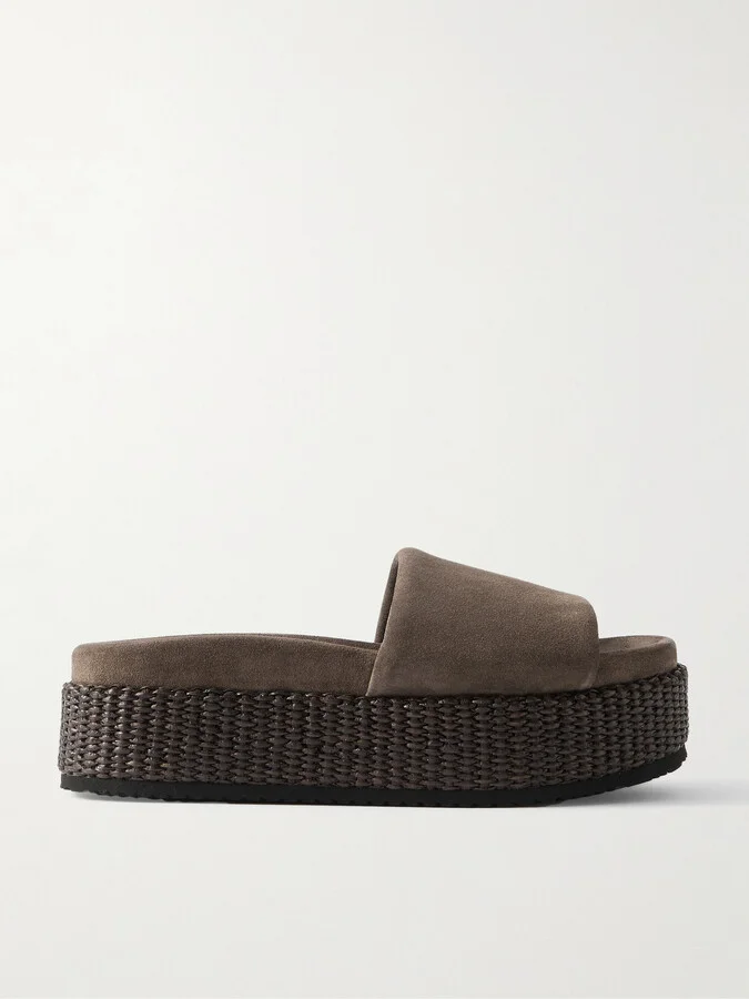 Brunello Cucinelli - Suede Platform Espadrilles - Brown