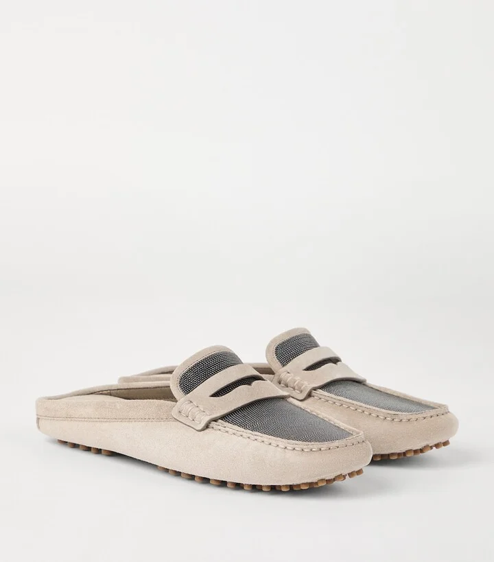 Brunello Cucinelli Suede Precious Driving Mules - Image 2