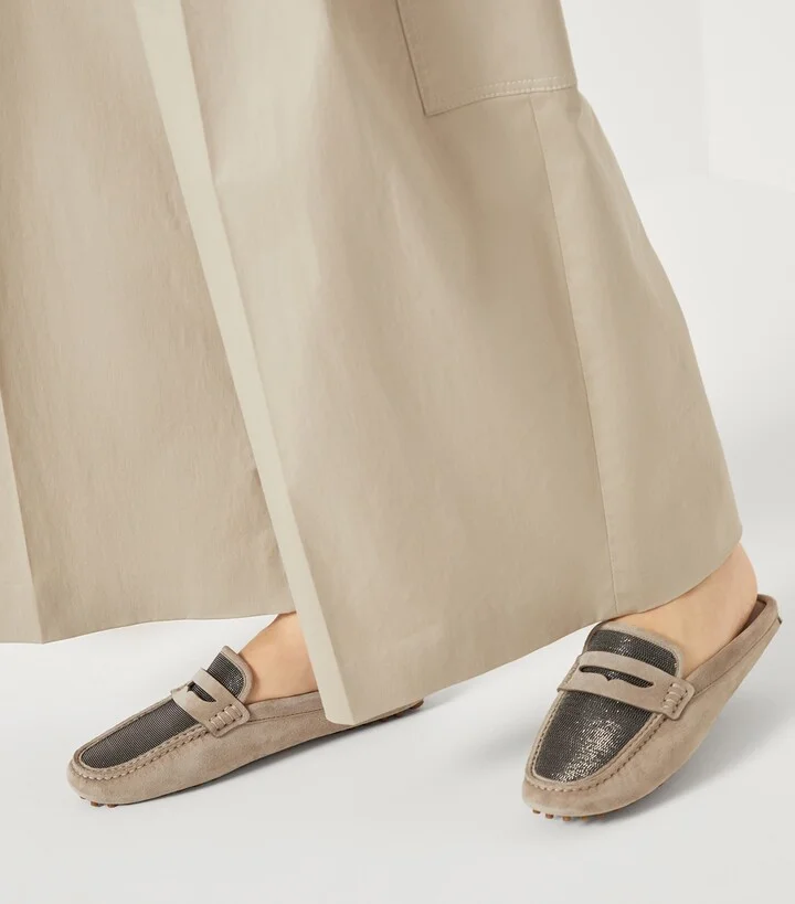 Brunello Cucinelli Suede Precious Driving Mules - Image 4