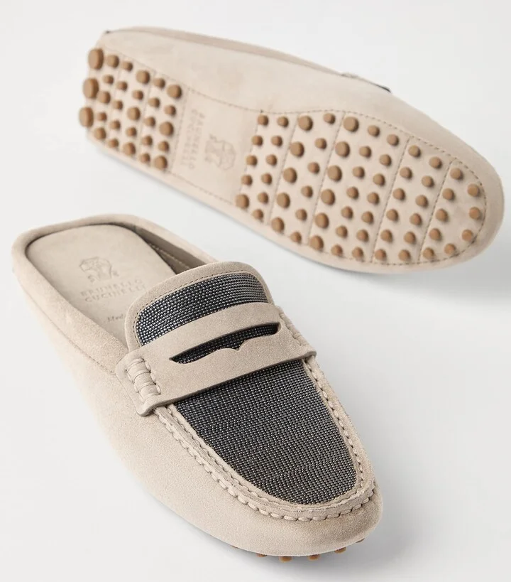 Brunello Cucinelli Suede Precious Driving Mules - Image 6