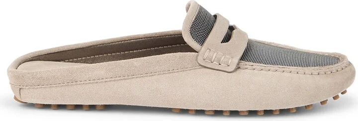 Brunello Cucinelli Suede Precious Driving Mules