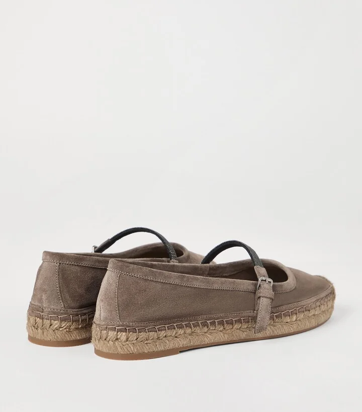 Brunello Cucinelli Suede Precious Strap Espadrilles - Image 3