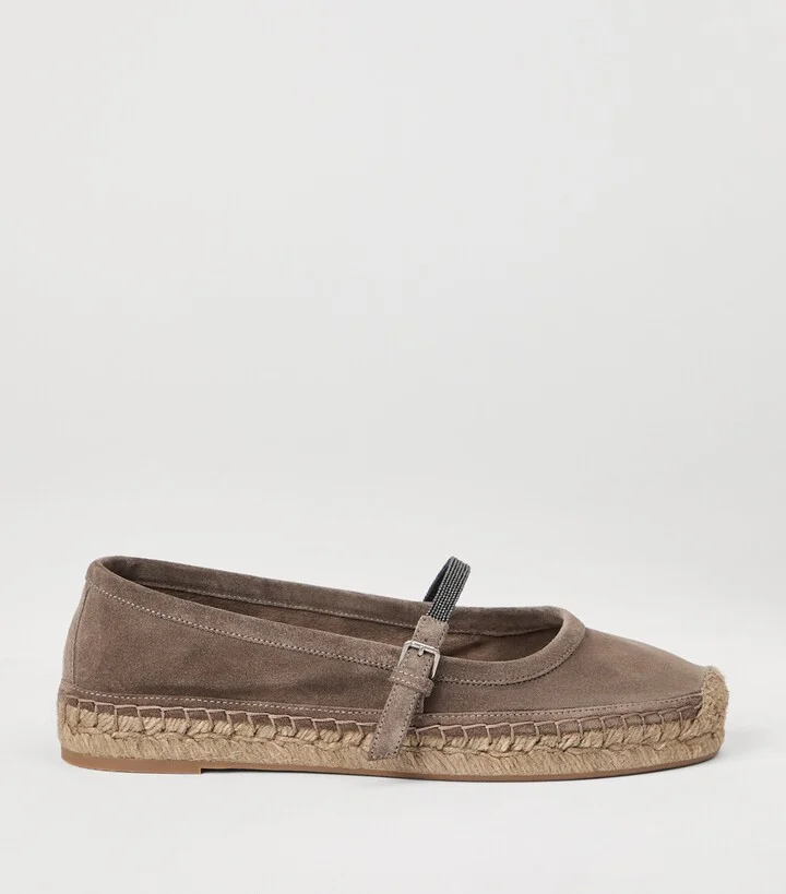Brunello Cucinelli Suede Precious Strap Espadrilles - Image 5