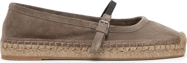 Brunello Cucinelli Suede Precious Strap Espadrilles