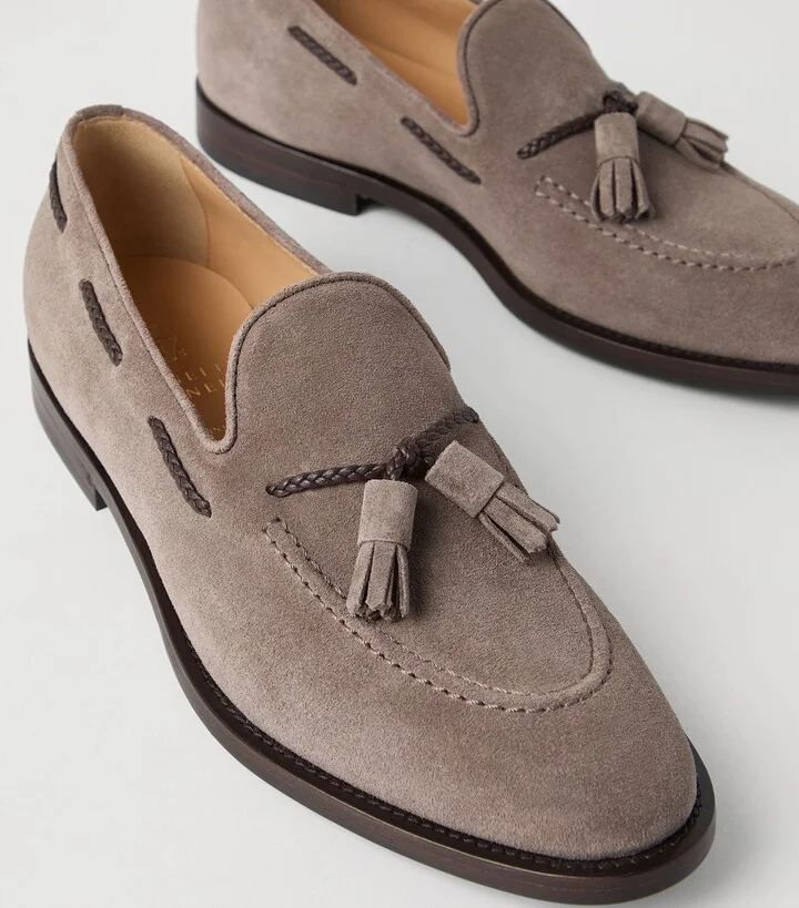 Brunello Cucinelli Suede Tassel Loafers - Image 5