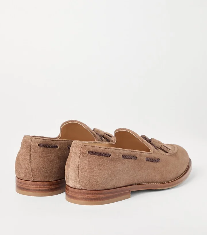 Brunello Cucinelli Suede Tassel Penny Loafers - Image 3