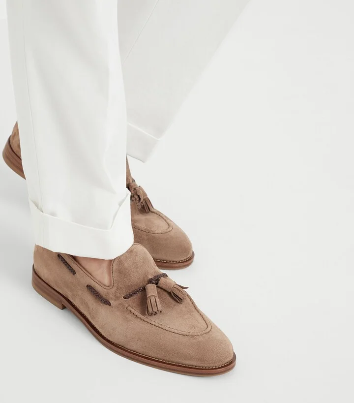 Brunello Cucinelli Suede Tassel Penny Loafers - Image 4