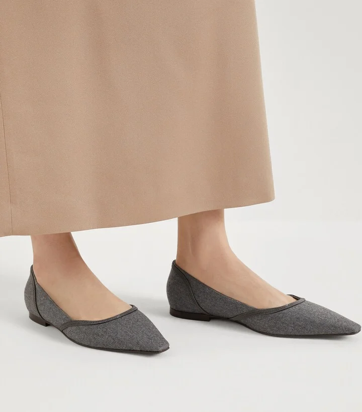 Brunello Cucinelli Virgin Wool Water-Resistant Ballet Flats - Image 2