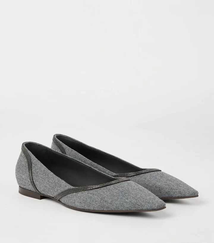 Brunello Cucinelli Virgin Wool Water-Resistant Ballet Flats - Image 3