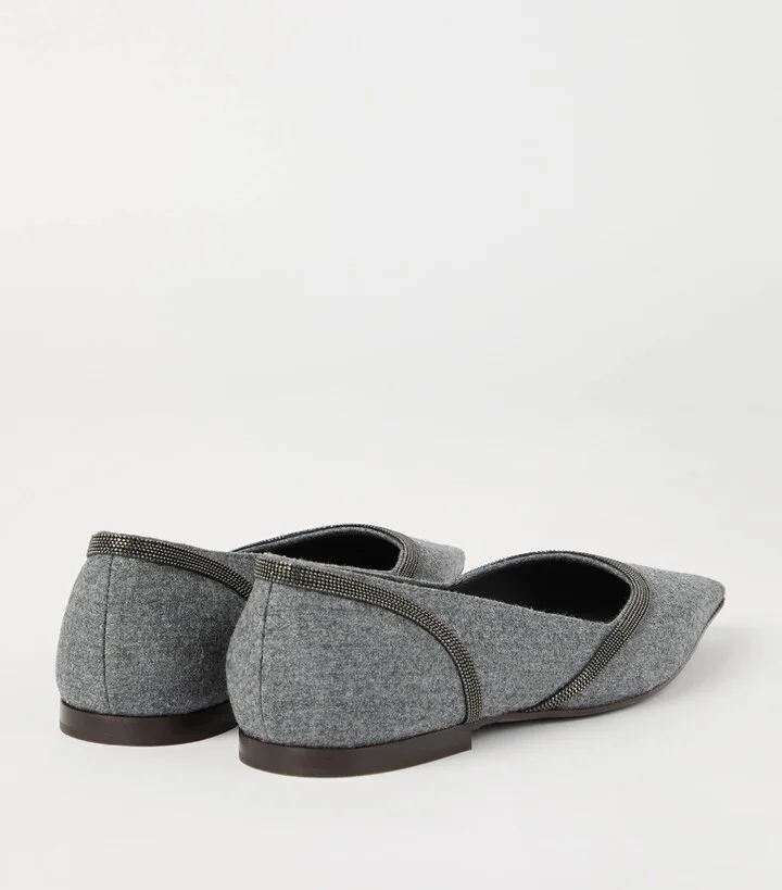 Brunello Cucinelli Virgin Wool Water-Resistant Ballet Flats - Image 4
