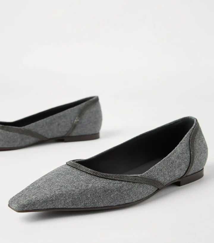 Brunello Cucinelli Virgin Wool Water-Resistant Ballet Flats - Image 5