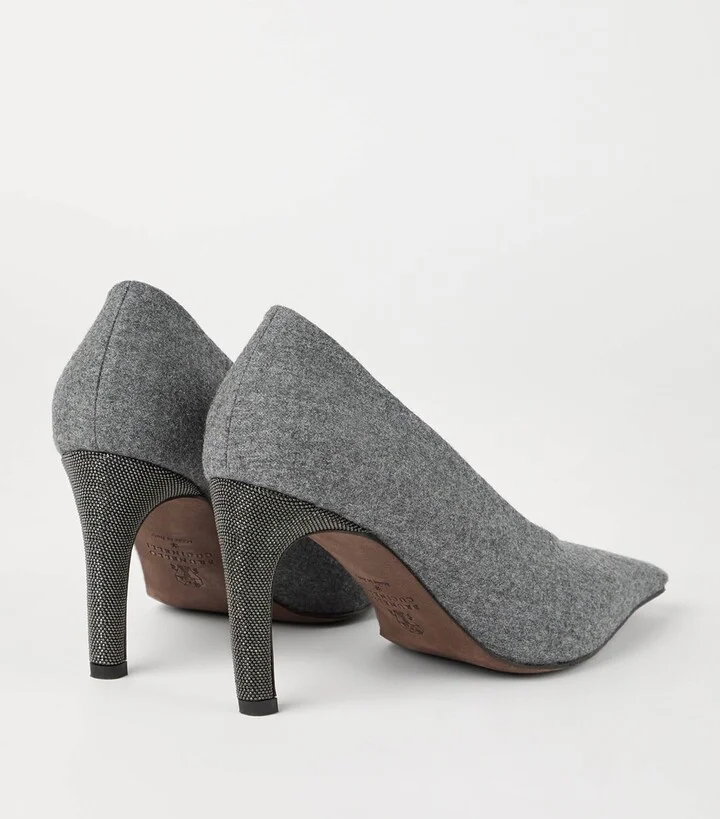 Brunello Cucinelli Water-Resistant Virgin Wool Pumps 85 - Image 4