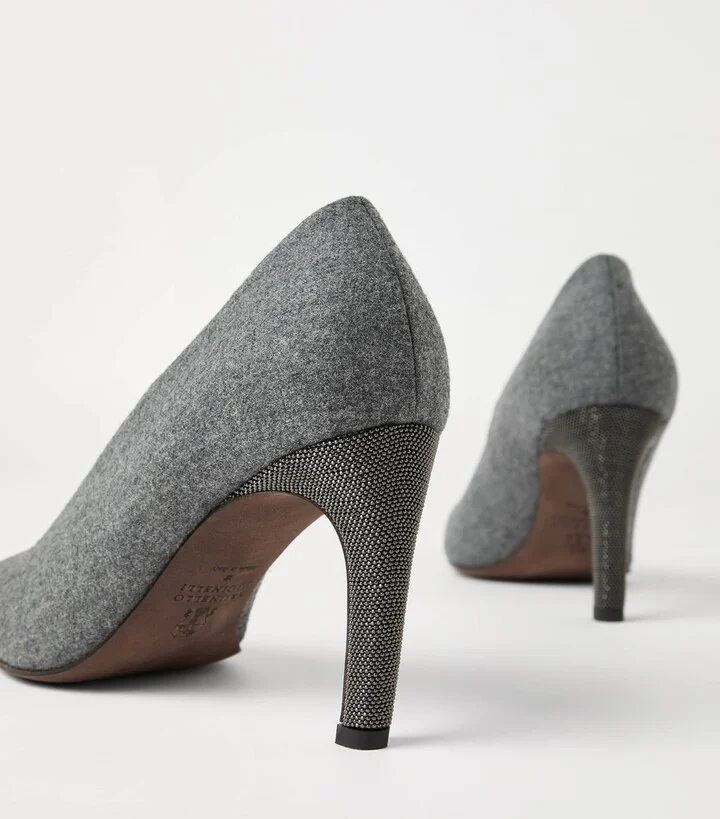Brunello Cucinelli Water-Resistant Virgin Wool Pumps 85 - Image 5