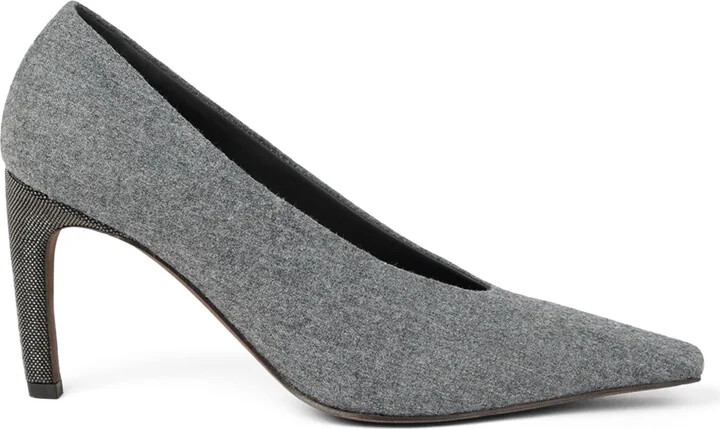 Brunello Cucinelli Water-Resistant Virgin Wool Pumps 85