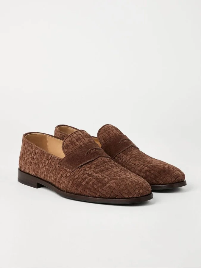 Brunello Cucinelli Weaved Suede Penny Loafer - Image 11