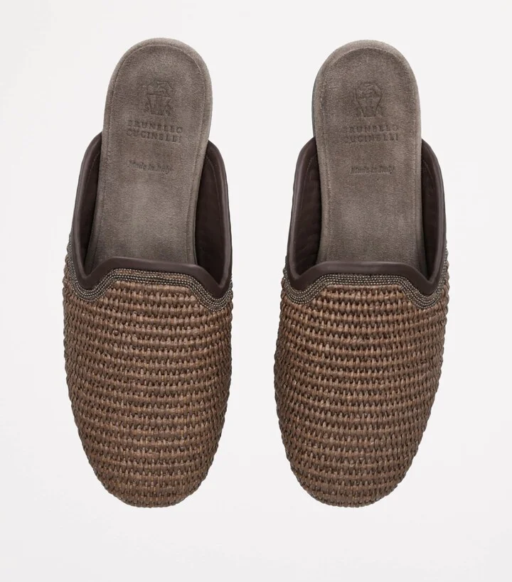 Brunello Cucinelli Woven Tasman Slides - Image 4