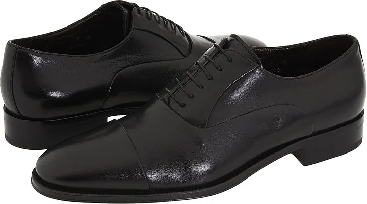 Bruno Magli Maioco Men's Lace Up Cap Toe Shoes Black Nappa Leather : EU 41 (US Men's 8) D - Medium