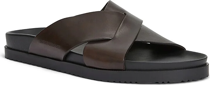 Bruno Magli Men's Bologna Double Strap Woven Slip On Slide Sandals