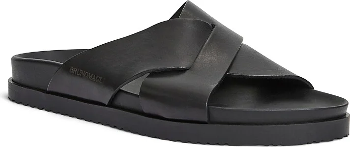 Bruno Magli Men's Bologna Double Strap Woven Slip On Slide Sandals